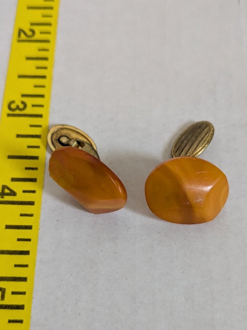 Antique Oval Butterscotch Amber Cuff Links